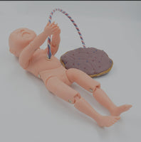 Modelo bebe recien nacido con cordon umbilical con placenta neonatal