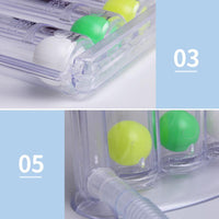 Ejercitador de respiración de tres bolas.