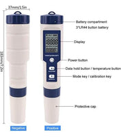 Medidor de pH/Salinidad/Temperatura/TDS/CE, Portatil Detector de Calidad de Agua