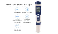 Medidor de pH/Salinidad/Temperatura/TDS/CE, Portatil Detector de Calidad de Agua 
